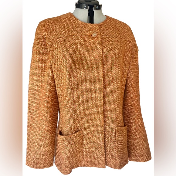 CHANEL Fall/Winter 2001 Collection wool tweed jacket, CC wood buttons, 46, EUC - Picture 1 of 16
